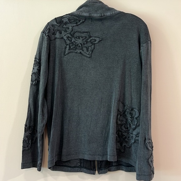 Chico's - size 1, Blue Gray Cotton Jacket - Picture 4 of 8